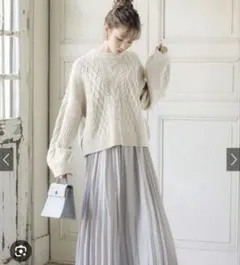 GRL バックスリットケーブル編みニットトップス[rut340] ベージュ