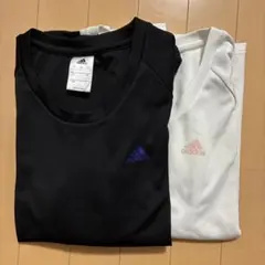 adidas 長袖シャツ 黒 白 2枚セット　ランニング　スポーツ