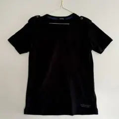廃盤 美品　バーバリー ブラックレーベル　半袖カットソー 黒 エポレット付 綿