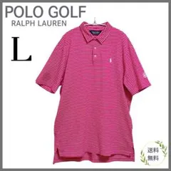 ★美品★POLO GOLFポロゴルフ 半袖 ポロシャツ ボーダー ピンク L