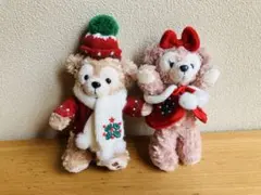 ダッフィー &シェリーメイ ぬいぐるみバッチ　　２体セット　クリスマスバージョン