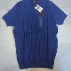 【レア】ポロラルフローレン ケーブルニット 半袖 ブルー Sサイズ SNS映え✨