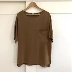 90s DKNY シルク100 Tシャツ M ブラウン 古着 ビンテージ 美品のサムネイル