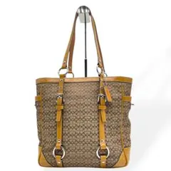 상태매우좋음 COACH コーチ トートバッグ キャンバス レザー ブラウン