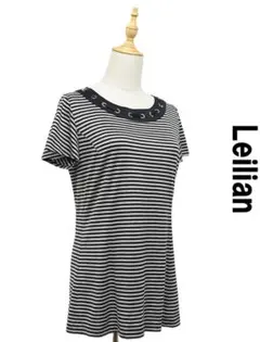 T337 상태좋음 Leilian 半袖Tシャツ チュニック ボーダー ストレッチ