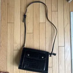 クロコ型押し ショルダーバッグ ブラックのサムネイル