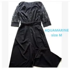 美品 M 細見えウエストマーク ワイドパンツドレス 黒 セレモニー 卒業式