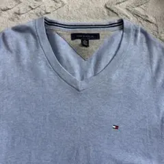 TOMMY HILFIGER トミーヒルフィガー Vネック水色ニット