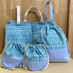 入園グッズ　5点セット　ハンドメイド　レッスンバック　体操着袋　上履き袋