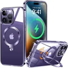 ZapNet iPhone 14Pro クリア ケース Magsafe パープル