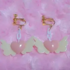 ♥天使の羽イヤリング♥黄色×オレンジ