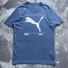 希少 PUMA プーマ ロゴプリント Tシャツ カットソー ネイビー 古着