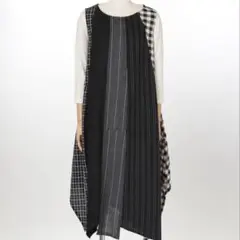 25SS 美品　m_mefu センソユニコ 異素材ミックスパッチワークドレス 25SS 美品 m_mefu センソユニコ 異素材ミックスパッチワークドレス