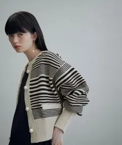 【美品】アダムエロペ　パターンニットカーディガン