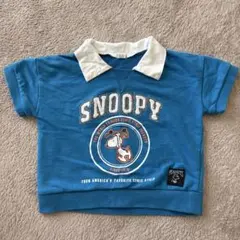 PEANUTS スヌーピー 襟付き 半袖Tシャツ ブルーのサムネイル