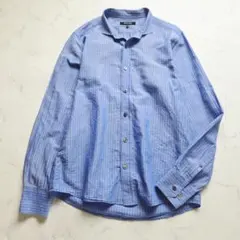 MICHEL KLEIN HOMME　リネンコットン　ストライプ長袖シャツ　48