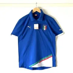 【訳あり新品】プーマ イタリア代表ロゴ入り 半袖ポロシャツ L 青 サッカー