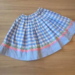 メゾピアノ　チェリーがいっぱいのチェック柄スカート 130cm