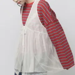 niko and... レーストリムリバーシブルベスト オフホワイト