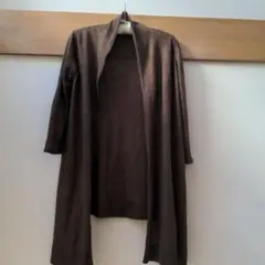 DAMA collection 麻100% ロングカーディガン ブラウン Sのサムネイル