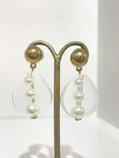 クリアドロップ型パールピアス