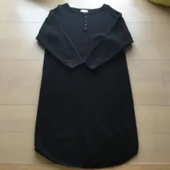 Capsule Color 黒 長袖ニットワンピース 3L