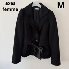 アクシーズファム/axes femme/テーラードジャケット/前リボン/黒/M