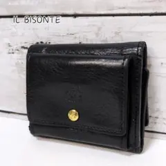 イルビゾンテ トリフォルド 三つ折り 財布 コンパクト ブラック シボ