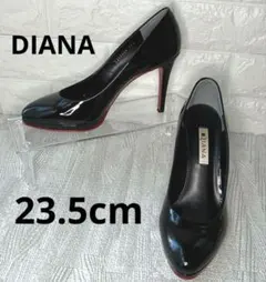 美品✨DIANA ストーム付き美脚パンプス 23.5㎝ 黒 エナメル 赤ソール