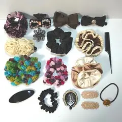 ヘアアクセサリー　17点　まとめ売り　シュシュ　バナナクリップ　クリップ　ピン
