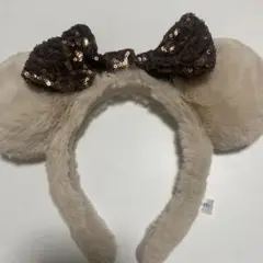 ディズニー ミッキー耳風カチューシャ スパンコールリボン付き