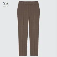 ユニクロ　レディース　スマートアンクルパンツ　ブラウン　チェック　M