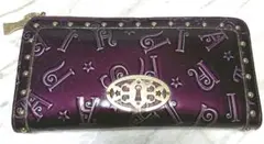 ANNA SUI 長財布 パープル ラメ　アルファベットの型押し スタッズのサムネイル