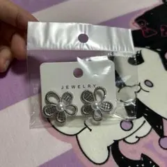 花形パール付きピアス　シルバー