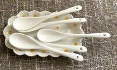 陶器製白スプーン 6本セット