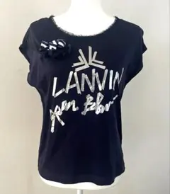 LANVIN en Bleu Tシャツ ネイビー リボン フリンジ 38サイズのサムネイル