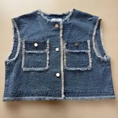 【定価15,000円】ショート丈デニムベスト　ライトブルー　ヤマダヤ　Vin　M