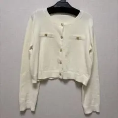 アルシーヴ　ベロアライク金ボタンニットカーディガン