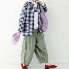 ネストローブ nest Robe コットンリネン石目コクーンカーゴパンツ
