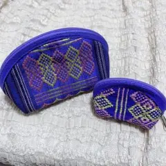 【2点セット】ポーチ　アジアン　紫色　パープル　刺繍のサムネイル