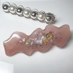 【ハンドメイド レジンヘアクリップ 2本セット】