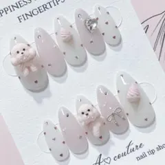 ネイルチップ 夏 しろくま スイカ 3Dネイル 韓国ネイル ぷっくり