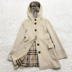 バーバリーブルーレーベル　ダッフルコート　ノバチェック　アンゴラ　アイボリー　M