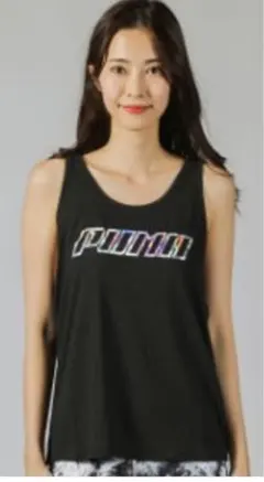 美品【PUMA プーマ】タンクトップ (М) スポーツ ヨガ 背中開き黒