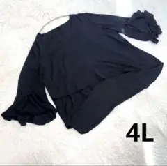 ✨美品✨️ シースルー カットソー 7分袖 フリル SHEIN 4L