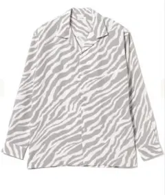 BEAMS プリント オープンカラー シャツ　ゼブラ