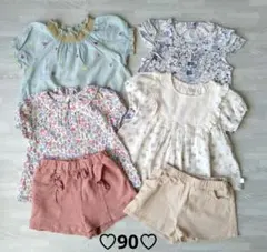 まとめ売り女の子☆90☆半袖チュニック☆トップス☆ショートパンツ☆保育園着