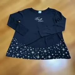 星のプリント 黒 Lサイズ 長袖Tシャツ