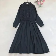 センスオブプレイス 長袖シャツワンピース Aライン フレア シンプル カジュアル