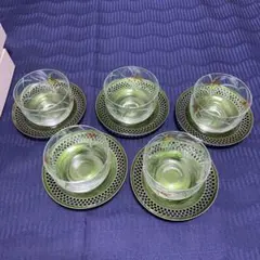 香蘭社 蘭のはなぞの・冷茶椀+グリーン七宝・茶托